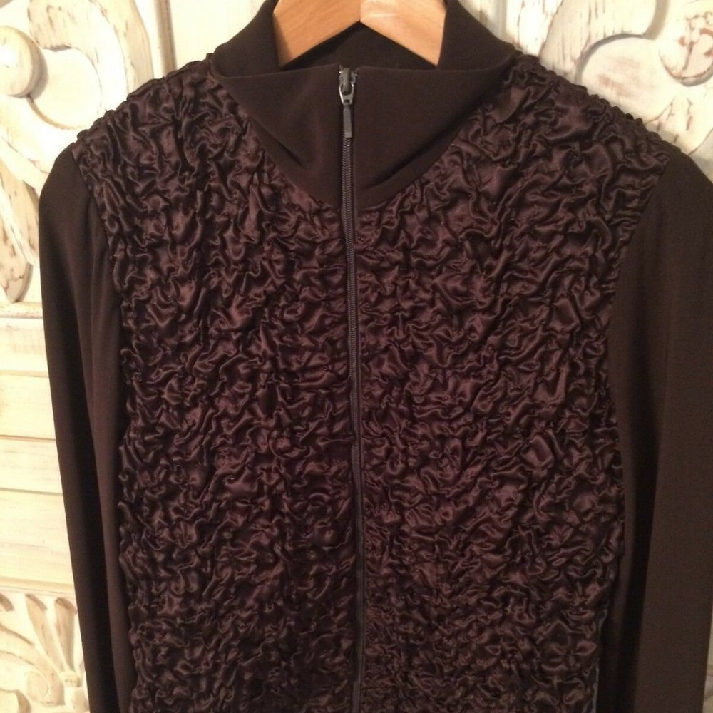 NEW JOSEPH RIBKOFF Designer Fashion Blazer Jacket Top Chocolate Brown Zip Up 8